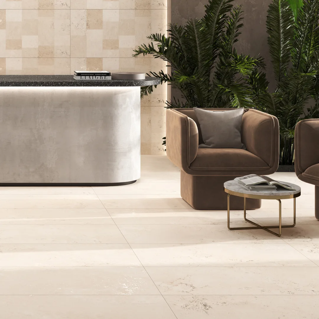 Exotica Bliss Crema, marble-look wall tile for bathroom